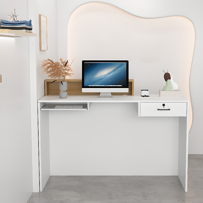 Rectangular Reception Desk with Locking Drawer, Keyboard Tray, and Manufactured Wood Top