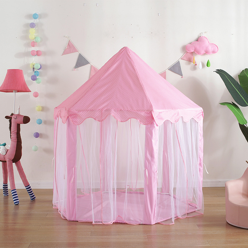 Square Indoor Textile Solid Colour Play Tents with Floor and Tent Pole for Kids