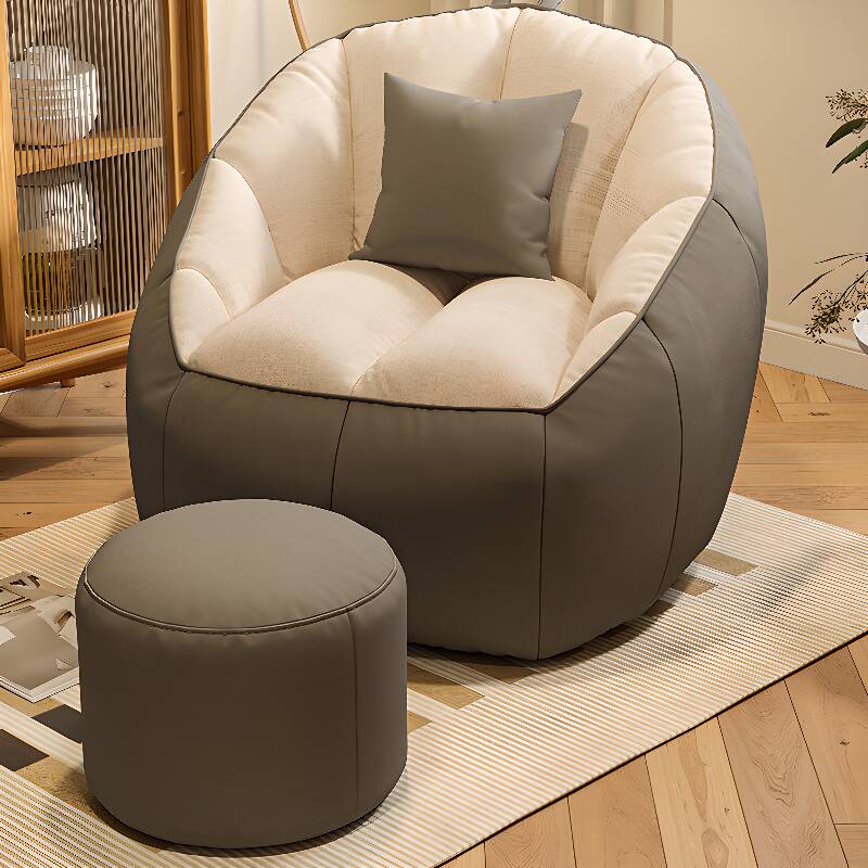 Pre-Filled Yellow/Carnation/Cerulean Solid Colour Cotton Linen Bean Bag Set with Removable Cover for Seats 1, Fill Included