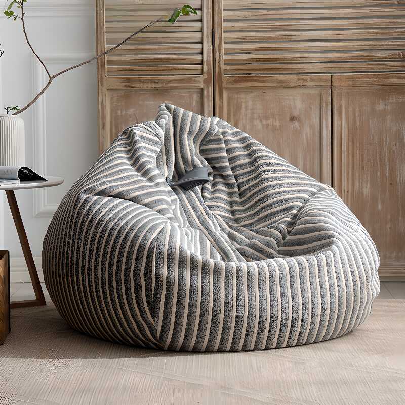 Colourful Striped Plush Sack Chair with Multiple Colours Upholstery