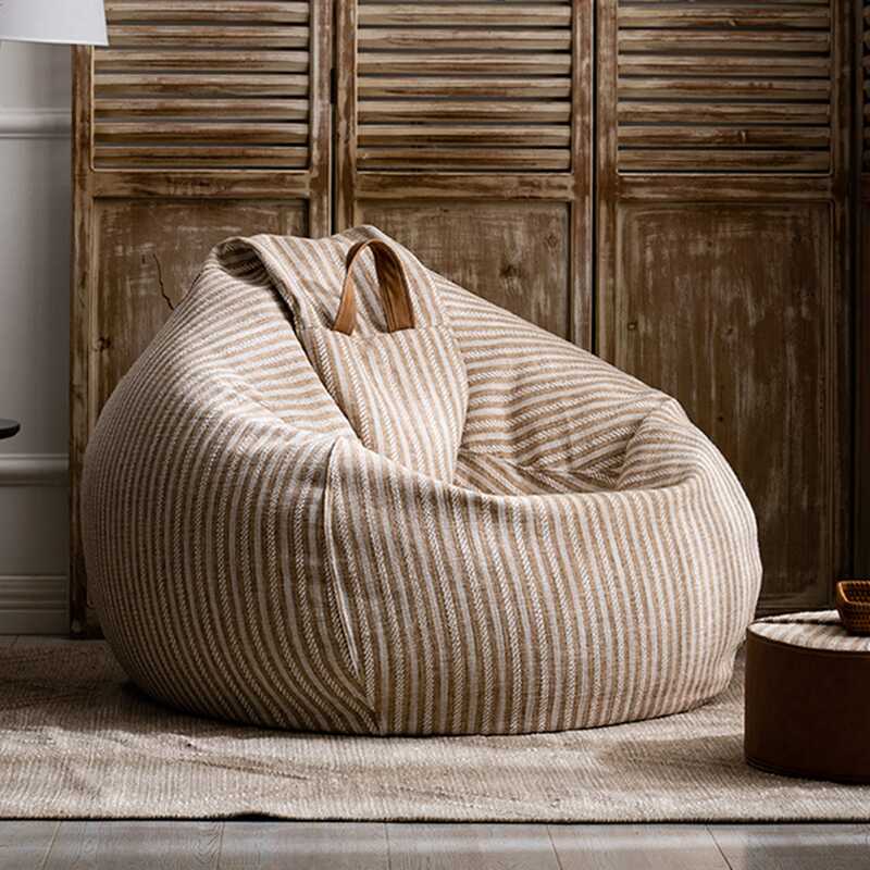 Striped Sack Chair with Cotton Blend Upholstery in Multiple Colours, Seats 1, Bean Bag Chair, Fill Included, Removable Cover
