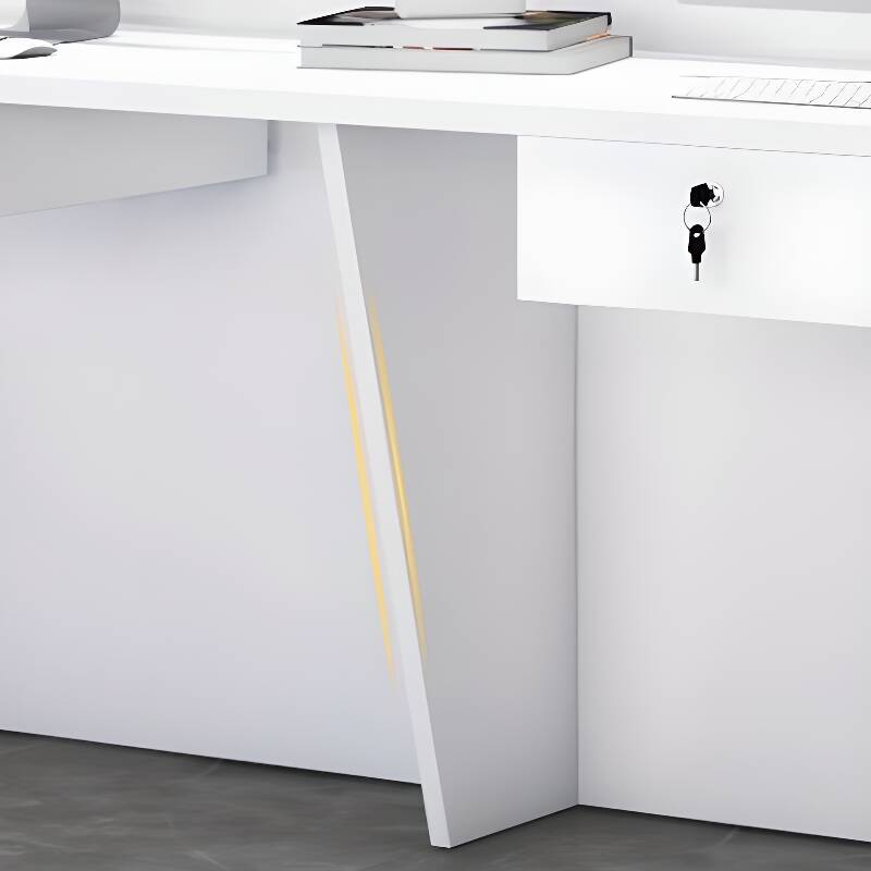 Reception Desk Rectangle with 1 Cabinet Hutch Keyboard Tray Cable Management Filing Cabinet and Desk Return