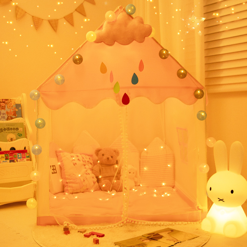 Textile Indoor Play Tents with Windows, Lights, Tent Pole and Floor