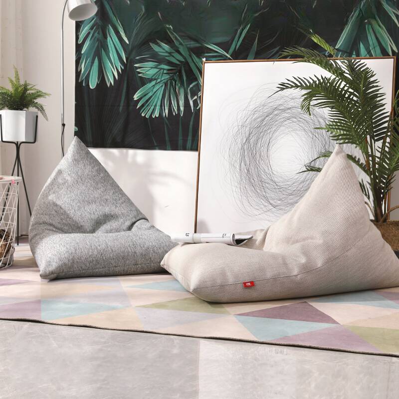 Sack Chair include Bean Bag Chair, Removable Cover, Expanded Polypropylene Beans, Pre-Filled, Seats 1, Beige/Auburn/Tangerine Colour Linen Blend padded seat