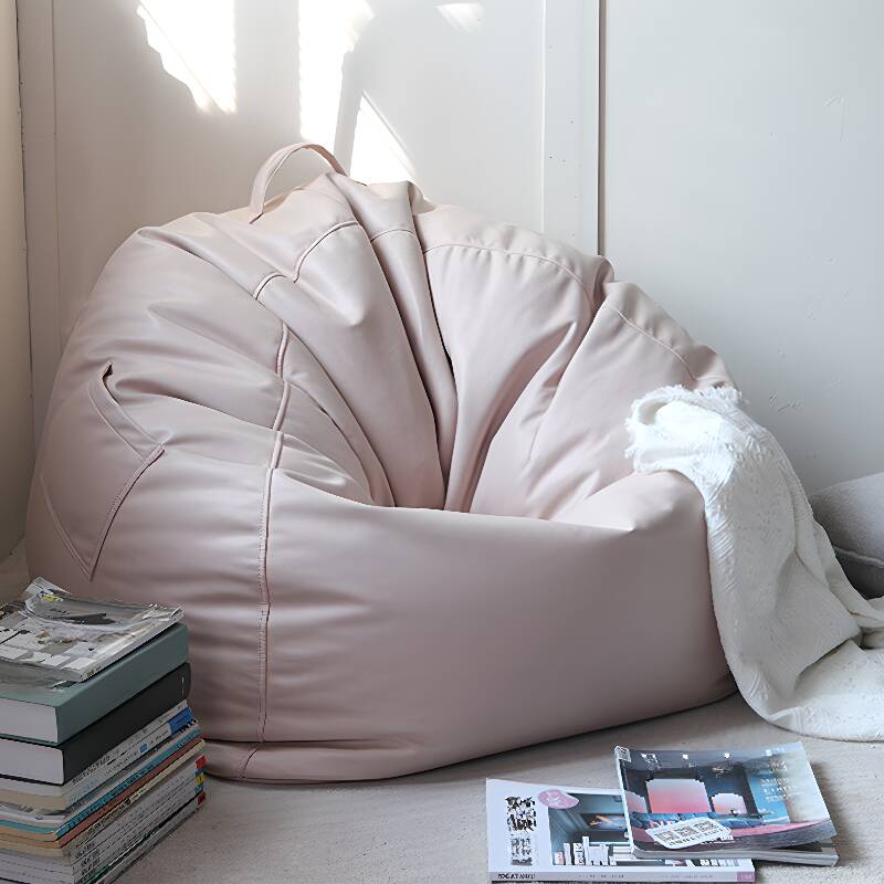 Expanded Polypropylene Beans Pre-Filled Midnight Black/Apricot Colour/Auburn Artificial Leather Bean Seat for Seats 1 with Locker, Bean Bag Chair