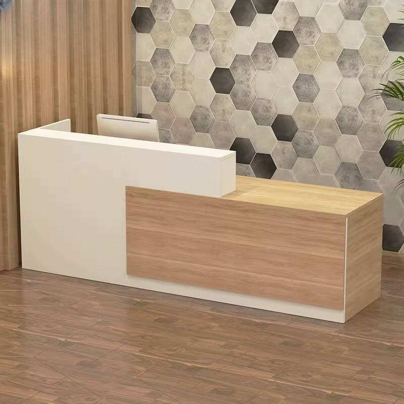 Rectangular Reception Desk with Hutch, Keyboard Tray, Cable Management, and Manufactured Wood Top