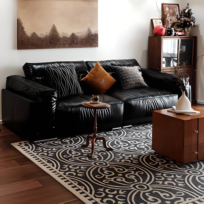 Casual Solid Colour Water Resistant Black Sofa for 4-Seater