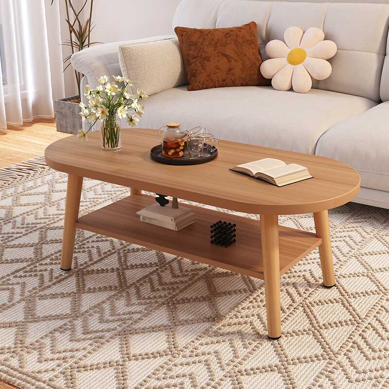 Trendy Single Raw Wood Top 4 Legs Ink/White/Cocoa Elliptical Accent Table