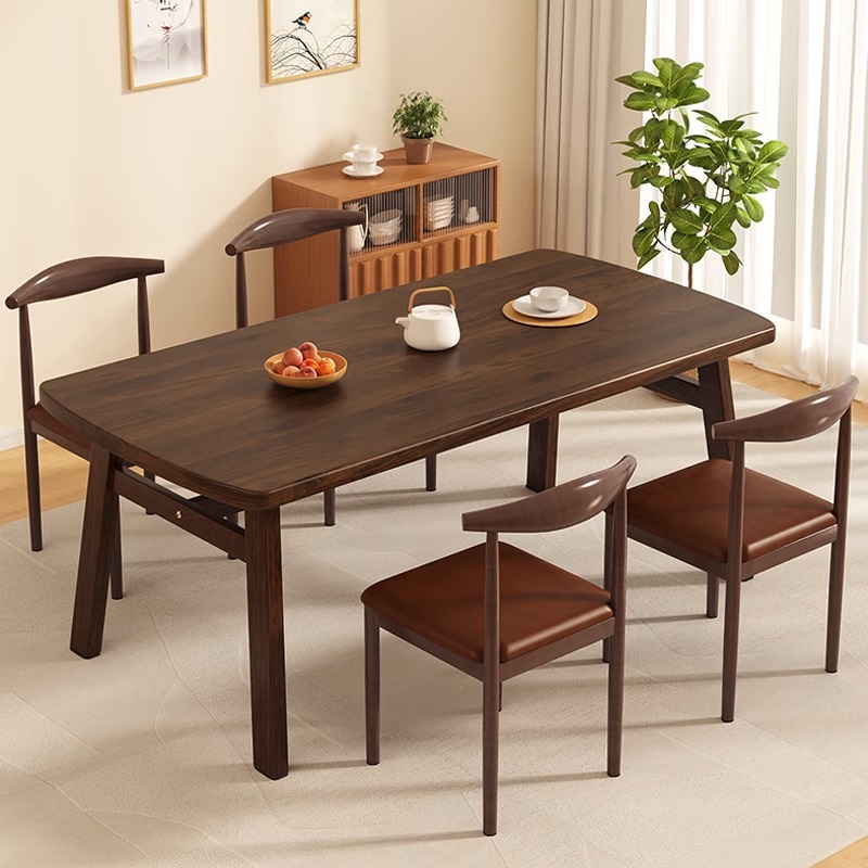 Simplistic Rectangular Dining Table with Timber Top and Fixed Table Mechanism