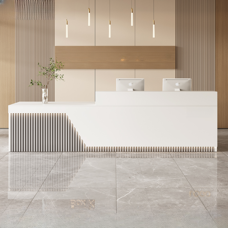 Reception Desk Rectangle with Hutch 2 Drawers/1 Drawer Hutch Keyboard Tray and Filing Cabinet, Manufactured Wood Top