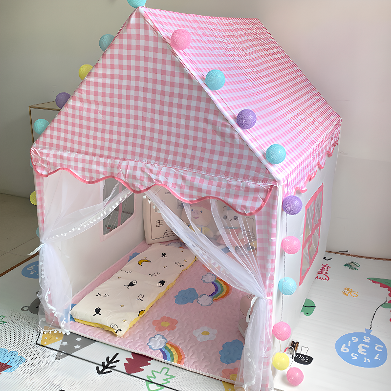Indoor & Outdoor Use Textile Foldable Play Tents with Lights, Windows & Floor