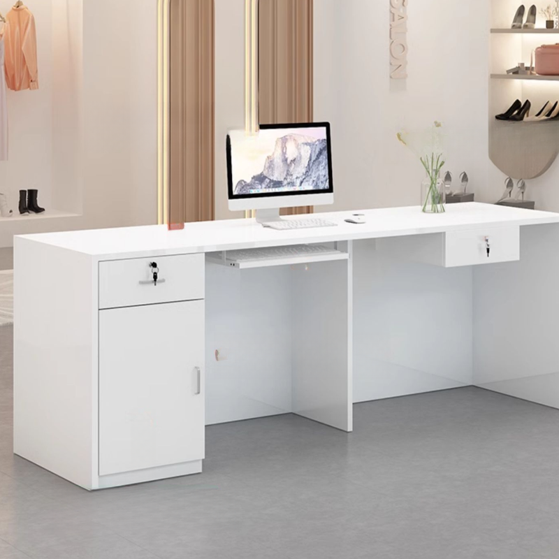 Lime Green/Natural Colour/Beige Manufactured Wood Top Rectangle Reception Desk with Hutch, Keyboard Tray, Cable Management, and Filing Cabinet