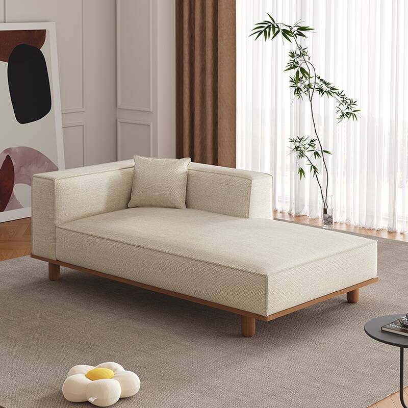 Casual Cotton Indoor Chaise in Solid Colour with Left Arm, Reclining and Pillow Included