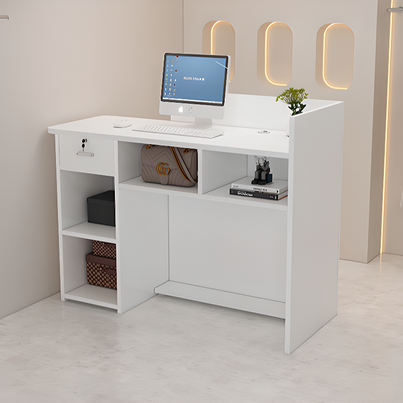 Manufactured Wood Top Rectangle Reception Desk with Cable Management