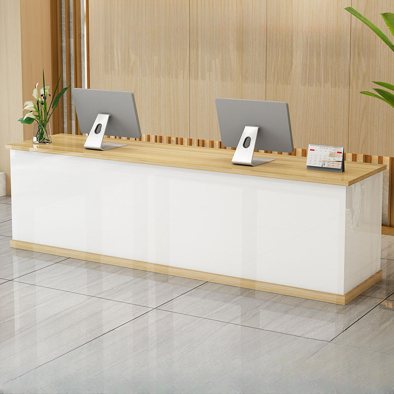 Reception Desk Rectangular with Cabinet Keyboard Tray Cable Management and Filing Cabinet, Manufactured Wood Top in Blue/Citrus Colour/Maroon