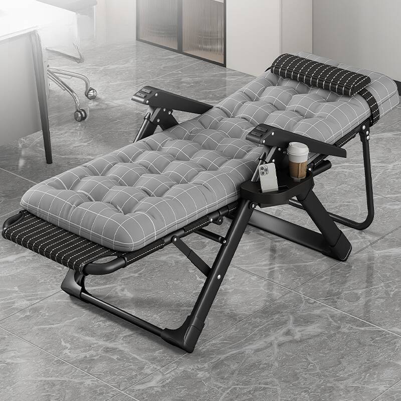 Tartan Patterned Fold-up Recliner Armchair with Padded Upholstery, Headrest, and Cup Holder Storage