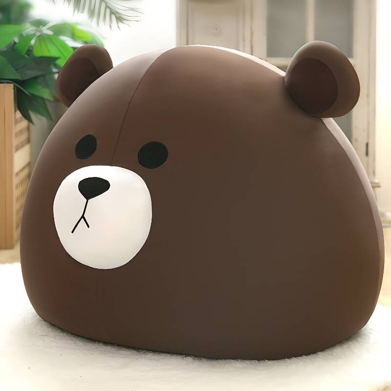 Cartoon Themed Classic Bean Bag with Polka Dots Textile Upholstery