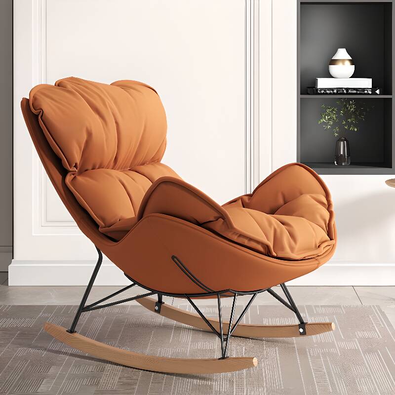 Metal Frame Damp-proof Cushioned Rocking Chair with Flared Arm in a Western Style