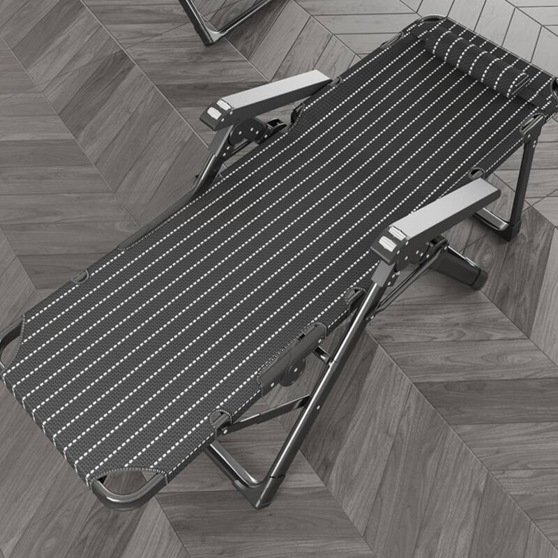 Striped Fold-up Recliner Armchair with Padded Upholstery and Headrest