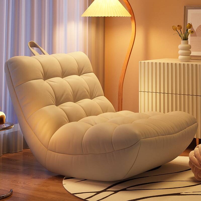 Solid Colour Bean Bag Lounger with Armless, Bean Bag Chair, Seats 1, Fill Included, Artificial Leather, Gray/Beige/Tangerine Colour