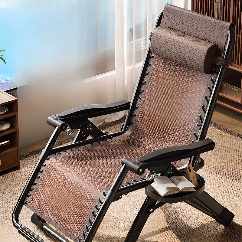 Recliner Armchair in Ink with Steel Frame, Non-Rocking Base, Locking Back Angle, Headrest, Cup Holder, and Removable Back