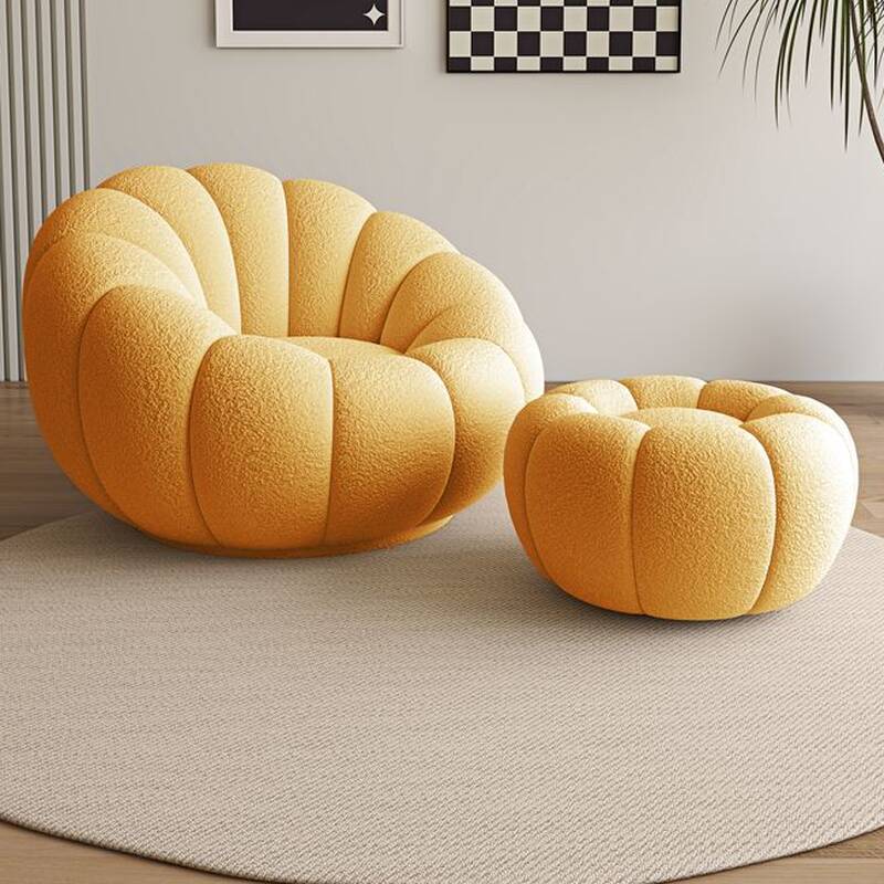 Solid Colour Beanbag Chair, Bean Bag Chair, Seats 1, Pre-Filled, Fill Included, Sherpa/Flannel, Olive Green/Citrus Colour/Lemon Colour