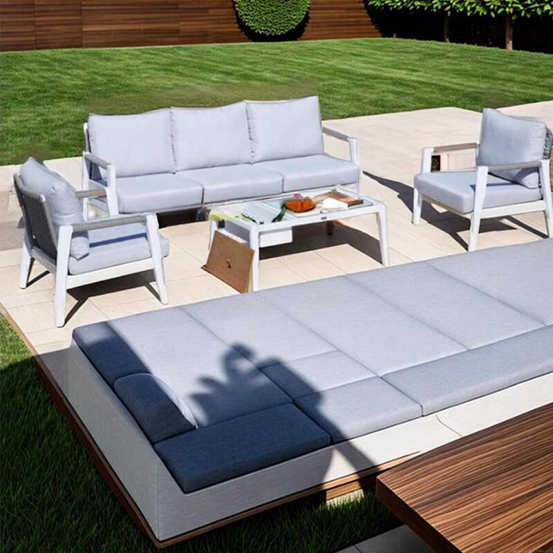 Uv Resistant Alloy Chalk Sofa for Seats 1/Seats 3 with Pillow and Cushion, 1 Piece