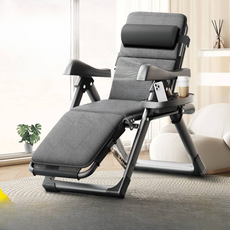 Fold-up Padded Recliner Armchair with Headrest and Cup Holder