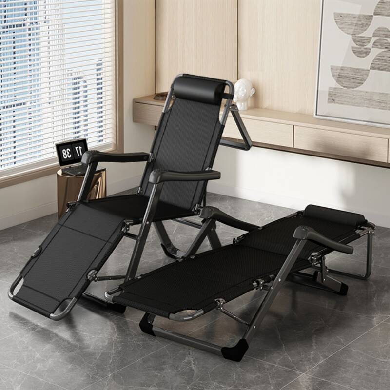 Fold-up Metal Recliner Armchair with Non-Rocking Base, Locking Back Angle, Headrest, and Independent Foot Movement