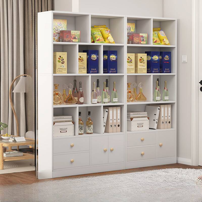 Sleek Wooden Cabinet Set with Receptacle Storage and Uncovered Storage