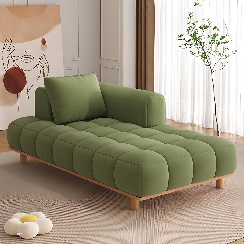 Casual Solid Colour Left-Arm Chaise Chair with Left-side Arm and Reclining Pillow