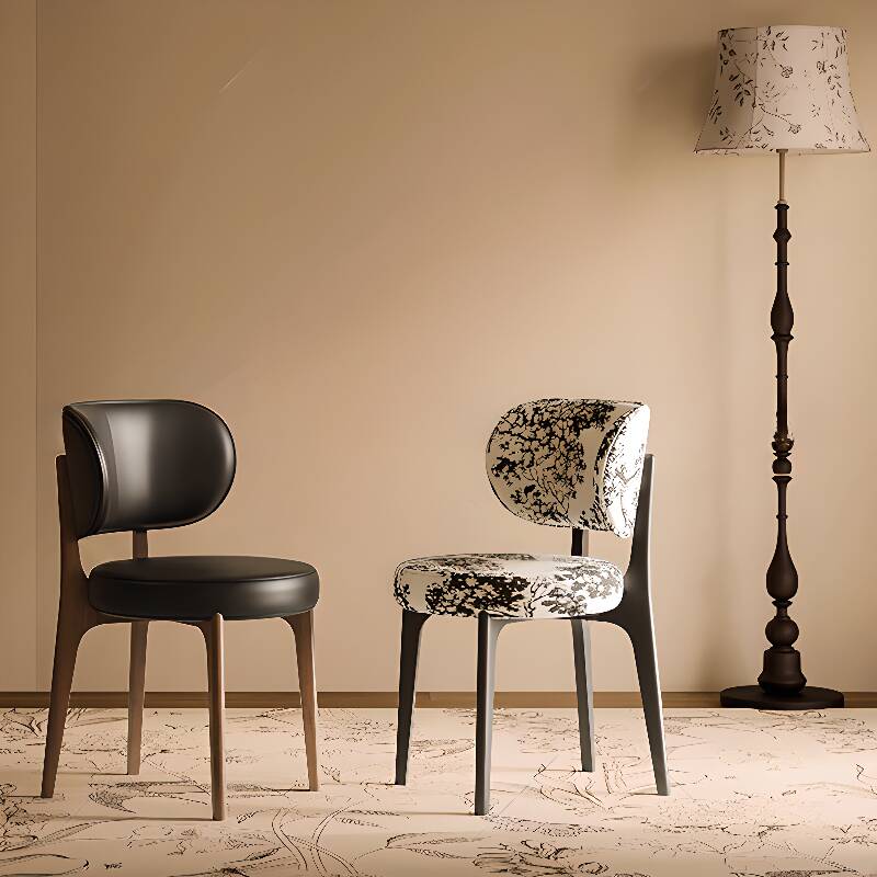 Casual Side Chair with Ventilated Back, Upholstered Seat, and Natural Wood Legs