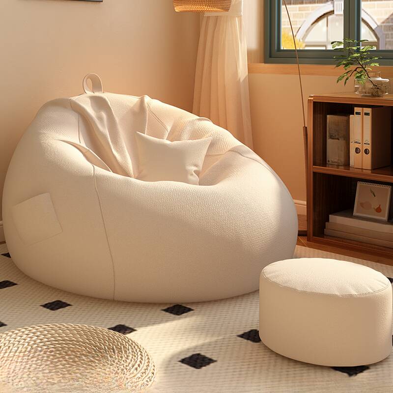 Solid Colour Beanbag Shape Chair, Bean Bag Chair, Refillable Expanded Polystyrene Beans, Removable Cover, Cotton Blend, Cerulean/Beige/Auburn