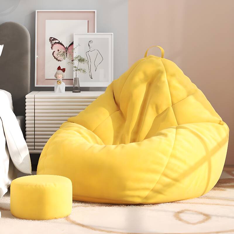 Solid Colour Bean Bag Set with Removable Cover, Seats 1, Bean Bag Chair, Fill Included, Cotton Blend, Gray/Ivory/Blue