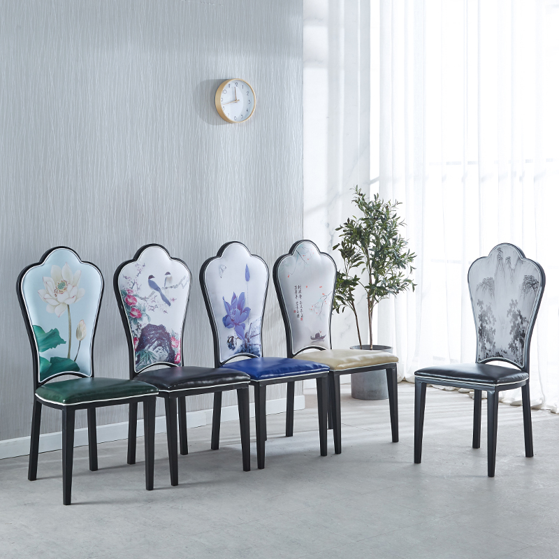 Elegant Mid-Century Modern Side Chair with Imperforate Back, Cushioned Upholstery, Midnight Black Steel Legs