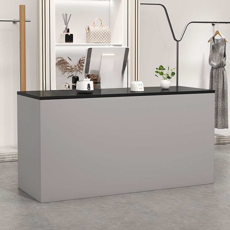 Reception Desk Rectangular with Locker Keyboard Tray Cable Management Filing Cabinet 1 Drawer Manufactured Wood Top