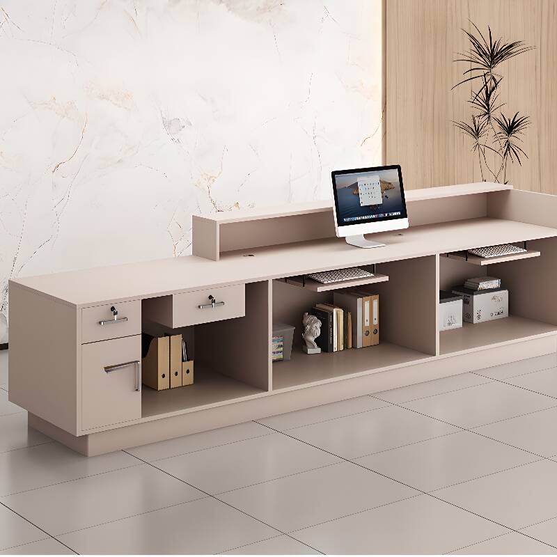 Rectangular Manufactured Wood Top Desk with Azure/Lime Green/Wood Grain Finish, Hutch, Closet, Keyboard Tray, Cable Management, and Filing Cabinet