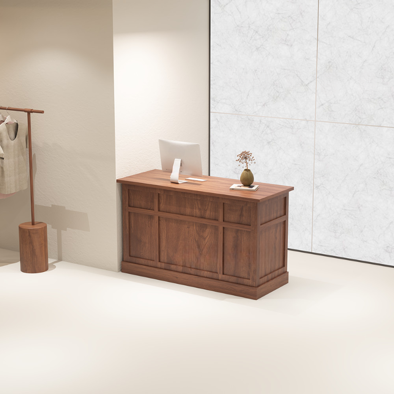 Rectangle Reception Desk with Closet Cabinet, 1 Cabinet, Keyboard Tray, Cable Management, Filing Cabinet, Manufactured Wood Top