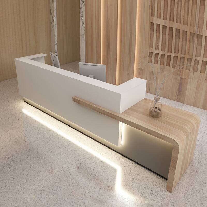 Rectangular Reception Desk with 2 Drawers, Hutch, Keyboard Tray, and Manufactured Wood Top