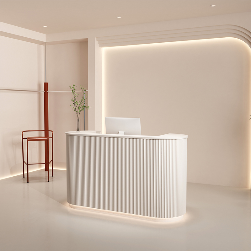 Reception Desk Rectangular with Filing Cabinet 2 Cabinets Keyboard Tray Hutch Cable Management 2 Drawers