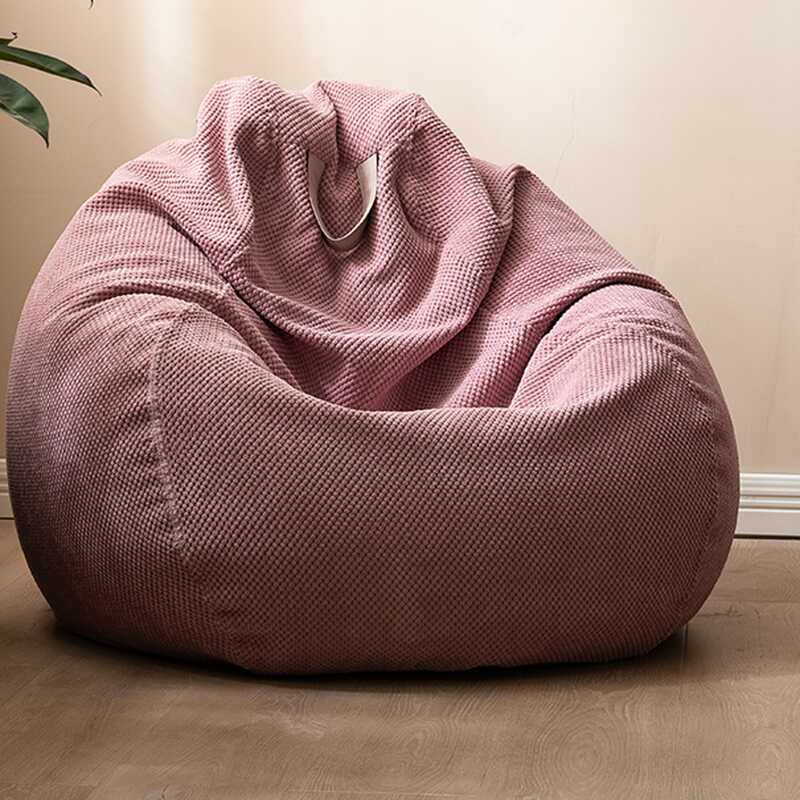 Solid Colour Gray/Pink Corduroy Bean Seat with Expanded Polypropylene Beans and Removable Cover for One