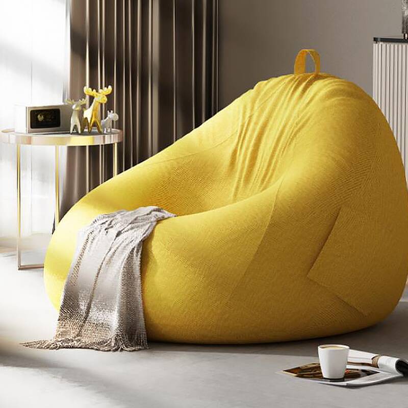 Pre-Filled Gray/Brown/Lemon Colour Solid Colour Bean Bag Set for Seats 1 with Expanded Polypropylene Beans Filing and Removable Cover, Bean Bag Chair