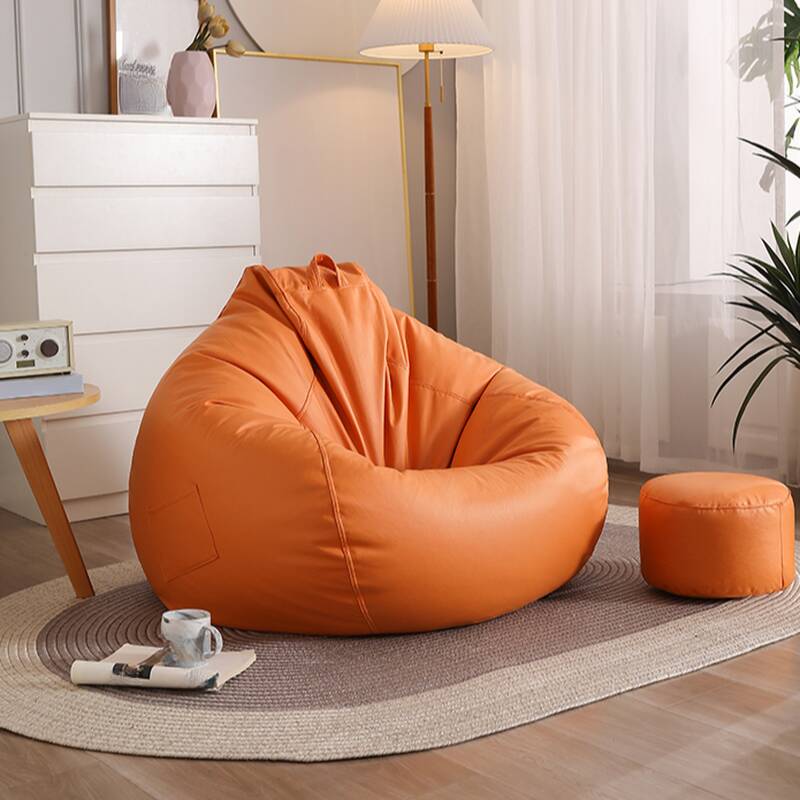 Solid Colour Faux Leather Bean Seat in Gray/Green/Cocoa with Removable Cover, Fill Included - Single Seat Bean Bag Chair