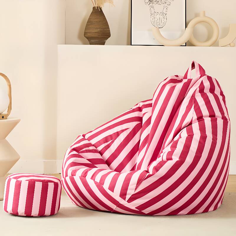 Striped Flannel Bean Bag Set in Ink/Burgundy/Blue