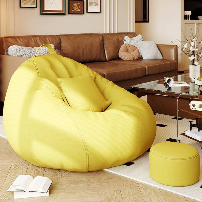 Solid Colour Bean Bag Set with Removable Cover, Bean Bag Chair, Seats 1, Expanded Polypropylene Beans, Cotton Blend, Gray/Beige/Olive Green