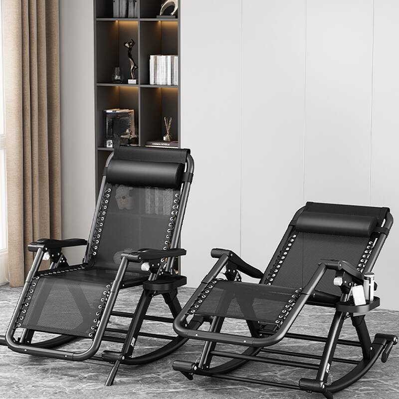 Contemporary Alloy Rocking Chair with Scratch-defiant Padded Seat and Track Arm