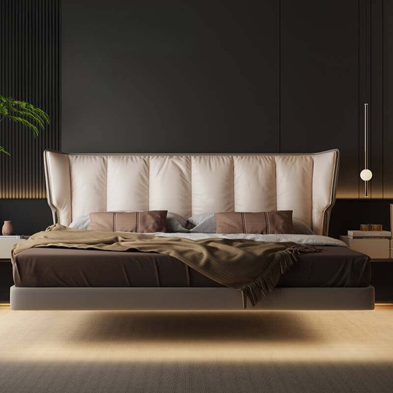 Cream Modish Floating Bed/Pallet Bed Frame