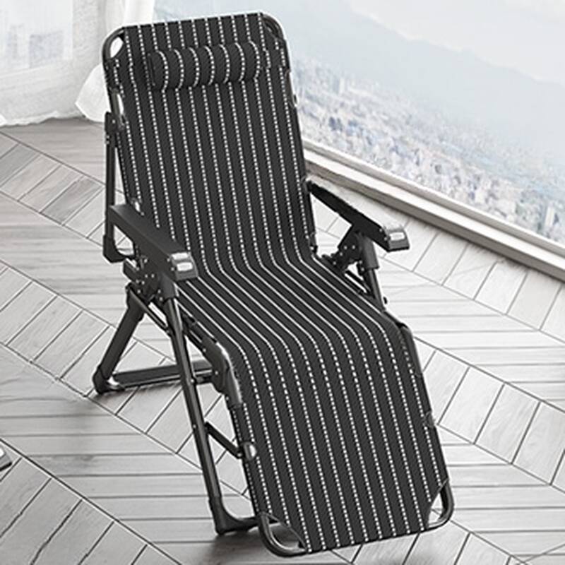 Contemporary Striped Recline Chairs with Metal Frame, Non-Rocking Base, Removable Cushion, and Locking Back Angle Adjustment