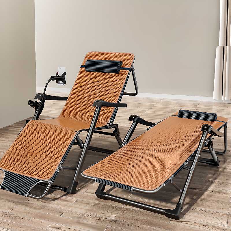 Recline Chairs with Metal Frame, Non-Rocking Base, Removable Cushion, Pillow, Locking Back Angle, and Arm Compartment Storage