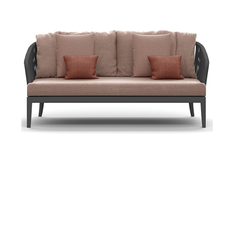 Simplistic Alloy Sofa for 1 to 3, Fade Resistant, Black or Brown Frame with Cushion and Pillow